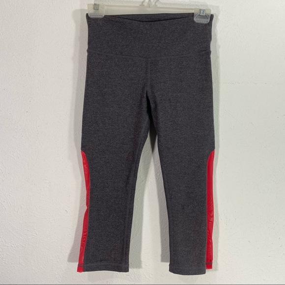 ALO Yoga Gray & Red Cropped Compression Leggings Size XS - Picture 1 of 6